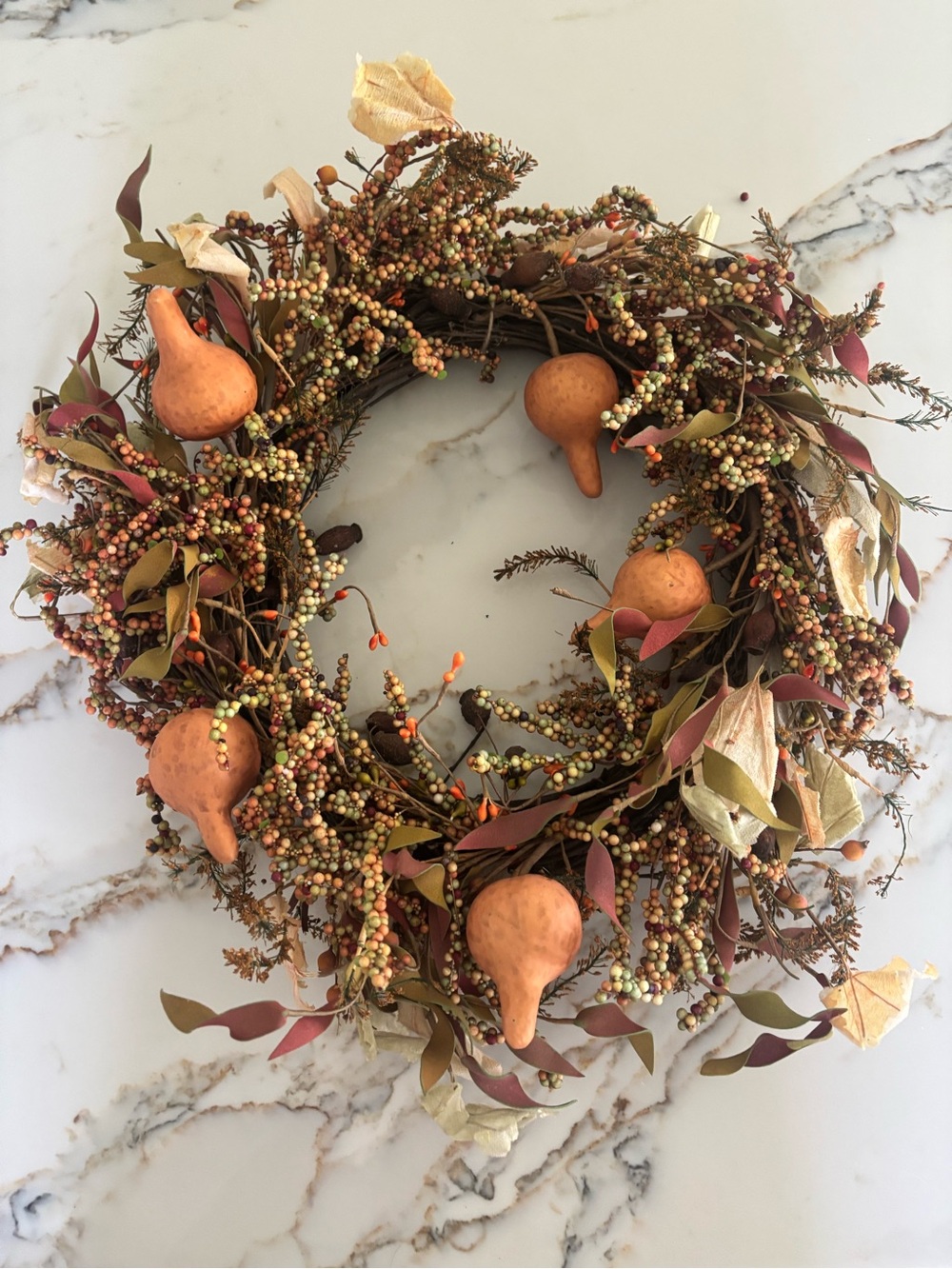 Autumn Harvest Gourd Wreath - Fall Home Holiday Decor